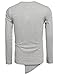 Coofandy Men's Shirts Casual Zipper Shirt Irregular Long Sleeve T Shirt, Gray, Large