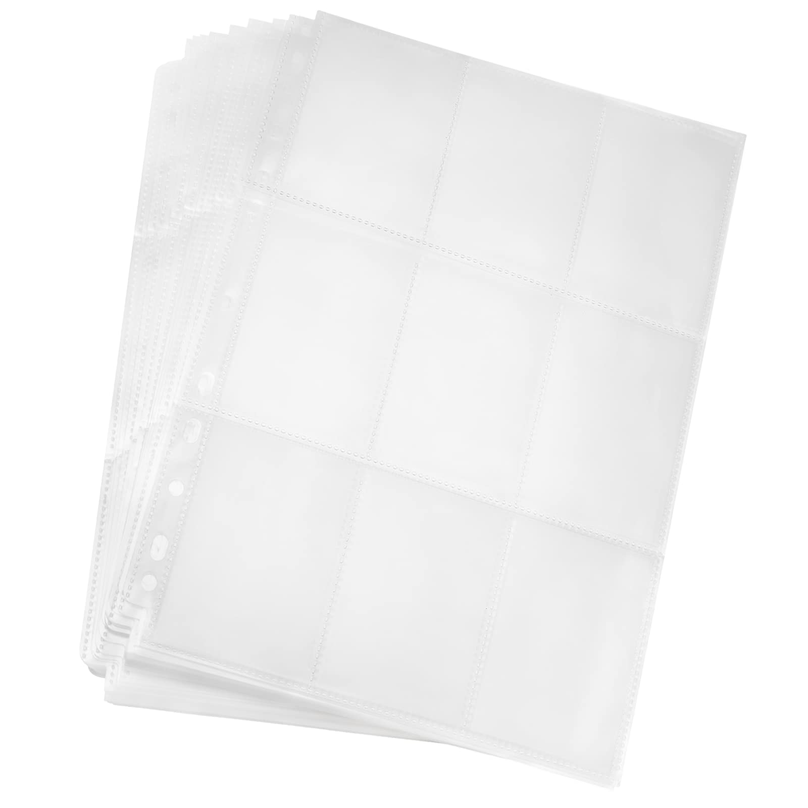 Carehabi - 540 pockets trading card sleeves, 30 pages per 18 pockets empty folder double-sided card sleeves, 11 holes, transparent trading card accessories, 29 x 21 cm, transparent