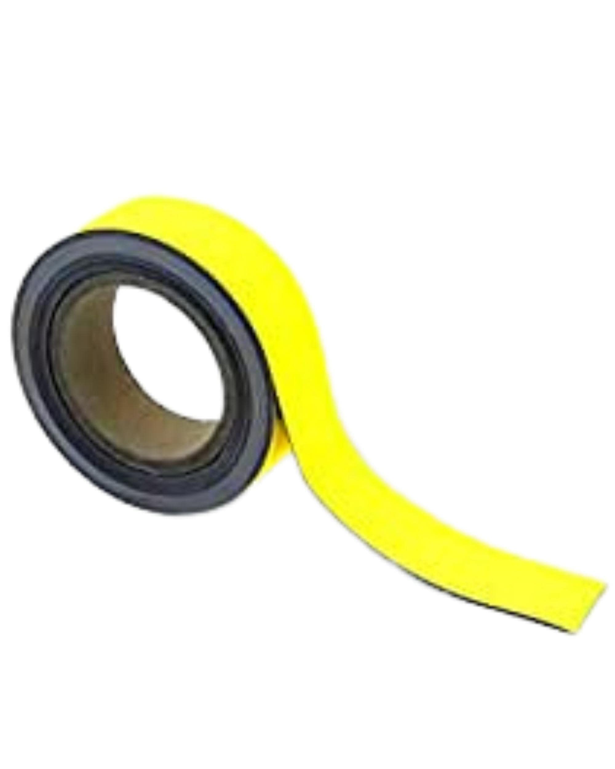 Magnetic Steel Easy-Wipe Tape, Thin & Flexible, Cut to Fit Strip, Strong Magnetic Tape, High Visible Identification, Suitable For All Non-Magnetic Surfaces - Yellow - H.40mm x W.10M