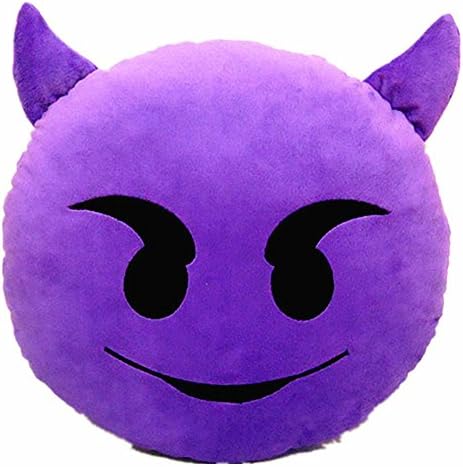 WayOn 35cm Emoji Smiley Emoticon Purple Demon Cushion Pillow Stuffed Plush Soft Toy Doll Gift Car Home Office Accessory