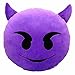 LI&HI 32cm Emoji Smiley Emoticon Yellow Round Cushion Pillow Stuffed Plush Soft Toy (Devil) Purple