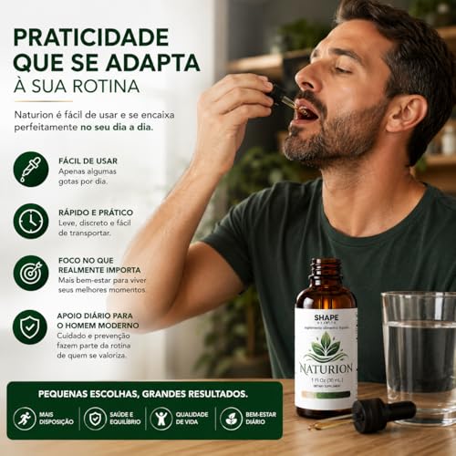 Naturion Shape Health Suplemento Alimentar Líquido 30ml - Vitalidade Masculina Fórmula Natural Alta Absorção Conta-Gotas