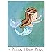 Lone Star Art Mermaids - Set of Four Photos (8x10) Unframed - Great Kid's Nursery or Child's Room Decor and Shower Gift Under $20