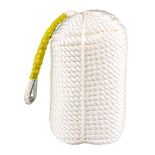 Bang4buck 1/2" x 200' Three Strand Polypropylene Braided Docking Rope Line with Stainless Steel Thimble 7000Pound/ LB Breaking Strain- Super Strong-3.9KG
