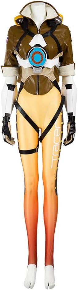 Cosplayclub Women's Tracer Lena Oxton Cosplay Costume OW Luxury Battle Jumpsuit