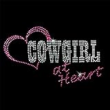 Iron on Hot Fix Rhinestone Motif Design Cowgirl At Heart 2