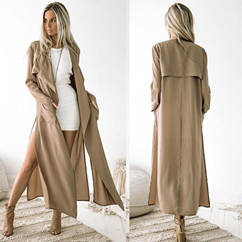 Women's Cardigan,Toponly Women's Daily Casual Long Coat Jacket Trench Windbreaker Parka Cardigan (Khaki, S) - Thumbnail 2