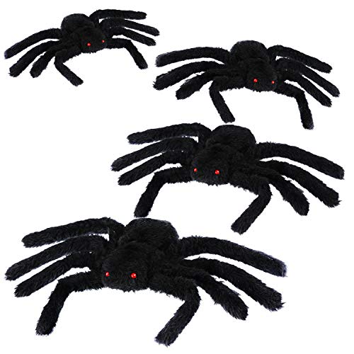 Hairy Black Spider - Jovitec 4 Pack Black Hairy Spiders