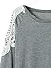 Choies Women's Cotton Gray Cold Shoulder Crochet Lace Sleeve T-shirt