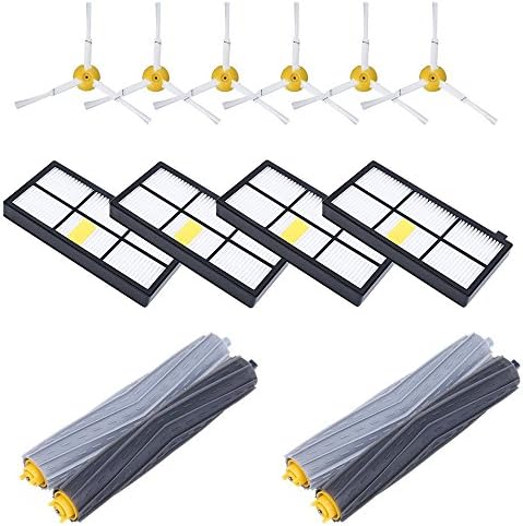 14PCS Accessories for iRobot Roomba 880 860 805 870 871 980 990 960 Replenishment Parts Spare Brushes Kit with 4pcs Hepa filters,6pcs Side Brushes, 2 Pair Debris Extractors
