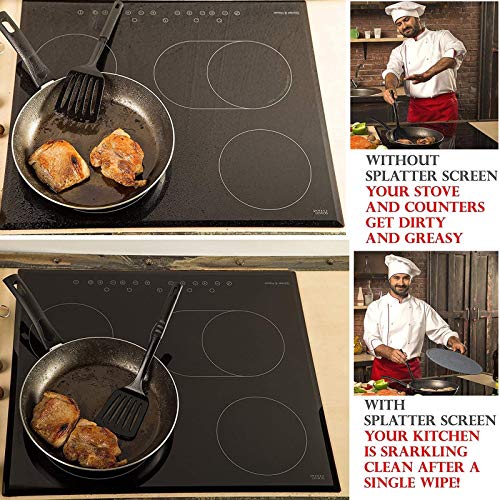 Silicone Splatter Screen for Frying Pan Grease Splatter Guard with Folding Handle Grease