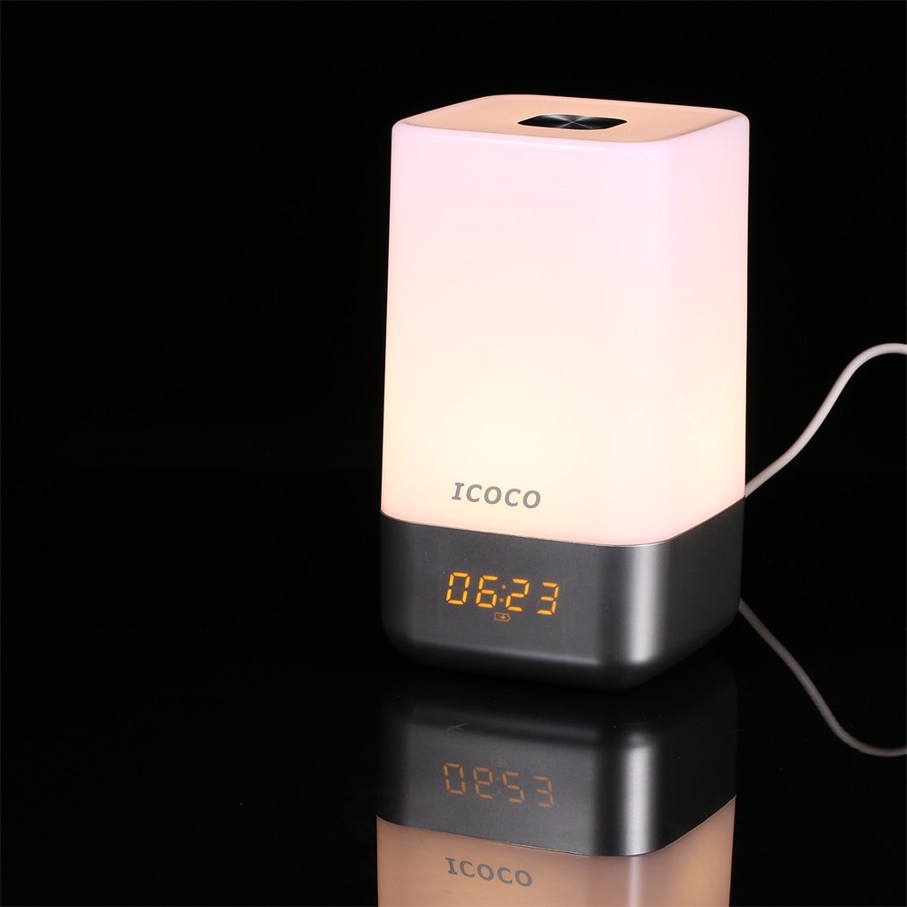 ICOCO Lámpara LED Despertador de Luz Salida del Sol con Reloj de