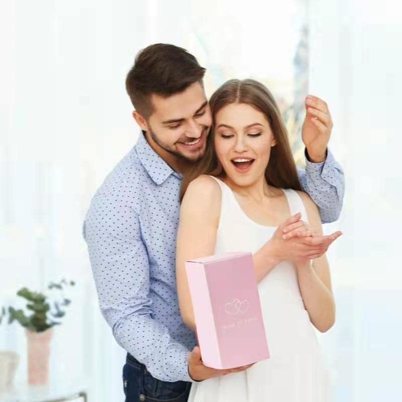 AIMOOYI Glass Rose Flower Gift for Women, Forever Galaxy Rose in Glass Dome with I Love You Necklace for Her, Crystal Rose Light Up Flower Decoration for Mom,Valentine\'s Day, Birthday,Anniversary