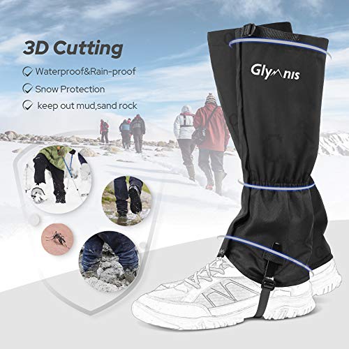 Glymnis Leg Gaiters Hiking Gaiter Snow Gaiter Waterproof Anti-Tear Oxford Fabric Snow Shoes for Outdoor Research Hiking Walking Hunting Climbing Mountain (Middle)