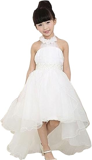 Amazon 韓国式ワンピース お姫スカート 子供ドレス 女の子服 雪のように白いフォーマルドレス ノースリーブ エレガントで可愛い 記念写真 結婚式 入学式 パーティー 誕生日のプレゼント 150cm フォーマル 通販