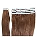 20 inch Skin Weft Tape in Straight Human Hair Extensions Double Sided Tape Remy Hair 20pcs 50g/pack (#6) Chestnut Brown