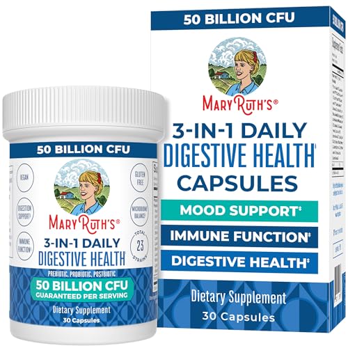 MaryRuth Organics- Probióticos 3 en 1 de MaryRuth para la salud digestiva | Prebióticos y posbióticos | Suplemento para la salud intestinal