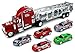 Speed Blitzer Trailer Children's Friction Toy Truck Ready to Run Big Size w/ 5 Toy Cars, No Batteries Required (Colors May Vary)