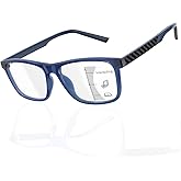 Epavouos Progressive Multifocus Reading Glasses Men TR90 Frame Lightweight Trifocal Transition Computer Readers Near Workspace Anti Blue Light Blue 2.75