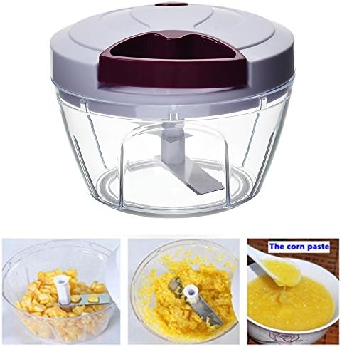 NAOAO Vegetable Chopper Fruits Onion Cutter Slicer Pull String Manual Food Processor Mixer Hand Held Stainless Steel Blade Mincer