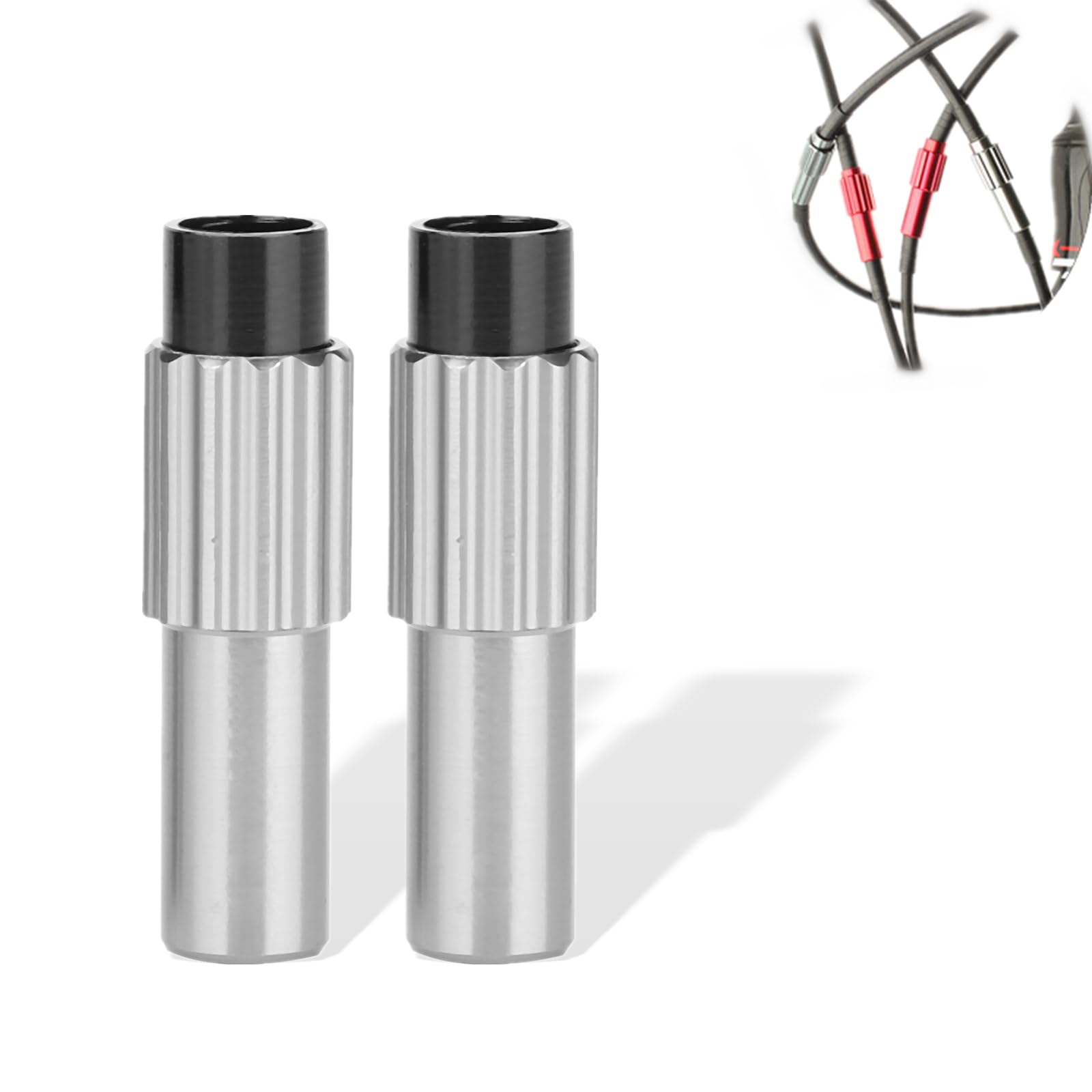 Dioche Aluminium Bike Bicycle Brake Adjuster, 1 Pair (Titanium Color)