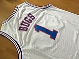 Space Jam #1 Bugs Bunny Basketball Jersey Tune Squad Looney Toones Basketball Jerseys White (Small)