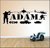 Newly Design Custom-made Personalized Army Military Soldier Tank Gun Wall Sticker Boys Room Wall Vinyls Art Wall Decor Decoration