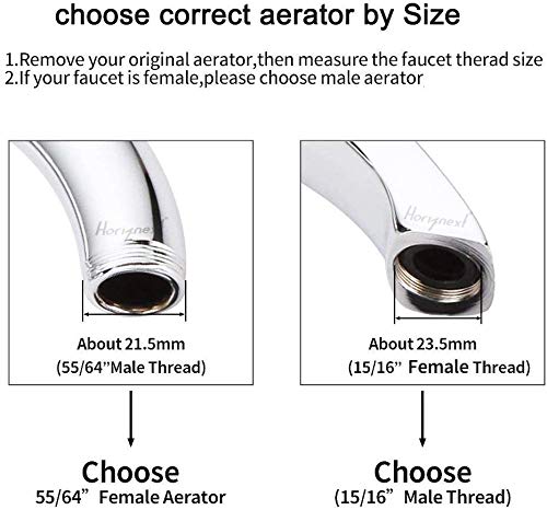 Horiznext POM plastic faucet aerator, bathroom and kitchen shower bubble flow head, (White, 2 pcs) - Thumbnail 2