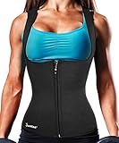 Junlan Body Fat Burner Slim Tummy Shaper Waist Trainer Vest with Zipper for Weight Loss Women Tank Top Corset