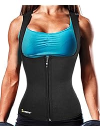 Junlan - Chaleco de entrenamiento con cremallera para pérdida de peso