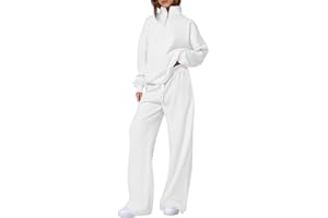 PRETTYGARDEN Womens Casual Two Piece Sets Fall 2025 Outfits Quarter Zip Sweatshirts Straight Leg Pants Sweatsuits Tracksuit