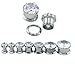 ZS Gorgeous Cubic Zirconia Tunnels Plugs 316L Stainless Steel Screw Tunnels Ear Expander Stretcher Piercing Ear Gauges Black Tunnel Gauges (Silver, 5/8
