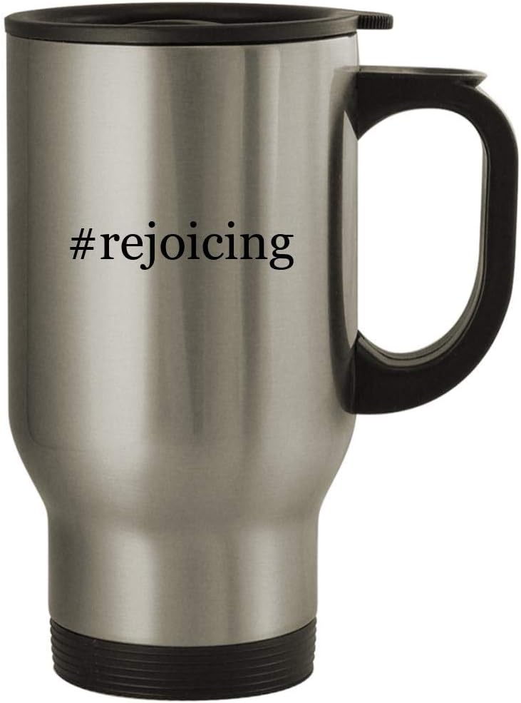 #rejoicing - 14oz Stainless Steel Travel Mug, Silver