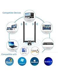 Adaptador WiFi WiFi WiFi con antena 5dBi de 1200 Mbps para banda dual 2,4 GHz 300 Mbps 5 GHz 867 Mbps para Windows XP Vista 7 8 10 Linux MAC...