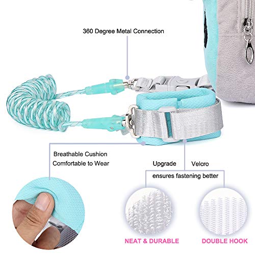 Child Leash Backpack Harness for Kid, 3-in-1, Anti Lost Wrist Cuff with Lock + 1.5m Link + Safety Walking Backpack for Girls, Boys - Thumbnail 2