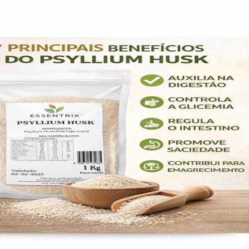 ESSENTRIX - Psyllium Husk Fibra 100% Natural sem Glúten Premium 1 kg