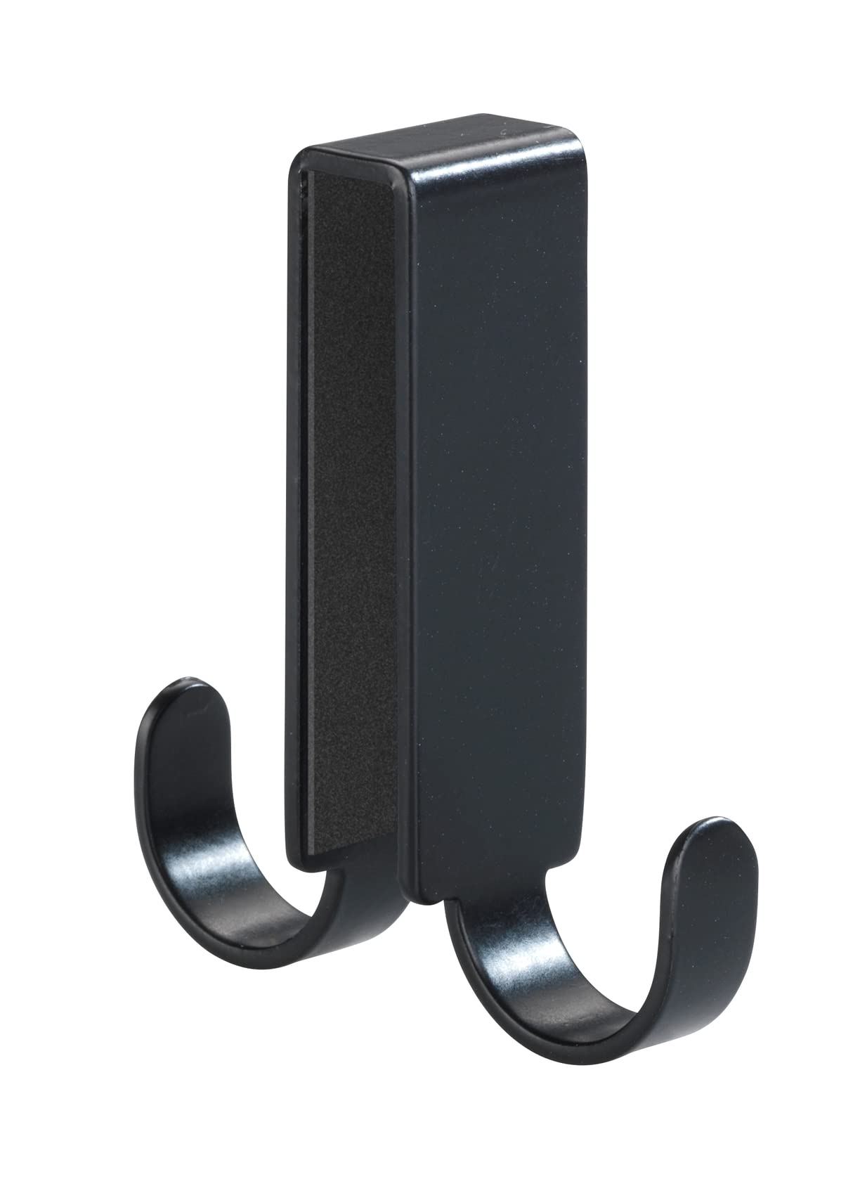 WENKO Vieste Double Hook for Shower Wall, Stainless steel, Matt Black, 2 x 7 x 5.5 cm