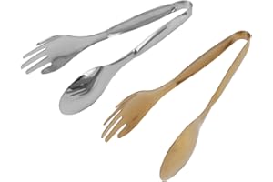2Pcs Spoon Fork Tongs, Stainless Steel Food Salad Serving Tongs with Ergonomic Design, for Pastry Buffet Kitchen Accessories