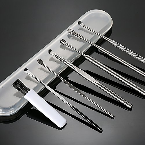 7 Pcs Ear Pick, BetyBedy Ear Cleansing Tool Set, Ear Curette Earwax Removal Kit with a Small Cleaning Brush and Storage Box, Silver - Thumbnail 5