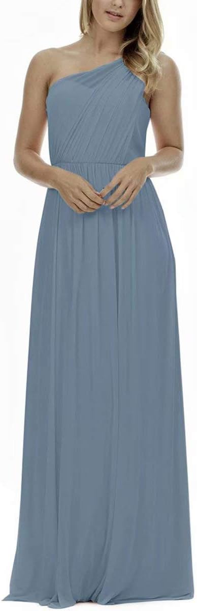 Bridesmaid Dresses for Women Long Chiffon One Shoulder Formal Aline Prom Evening Gown