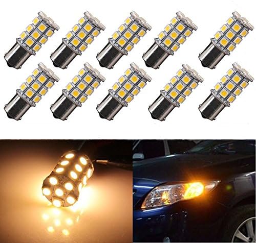 10 X 1156 BA15S 27 SMD LED Car RV Turn Signal Reverse Warm White LED Light bulbs 1141 1003 7506