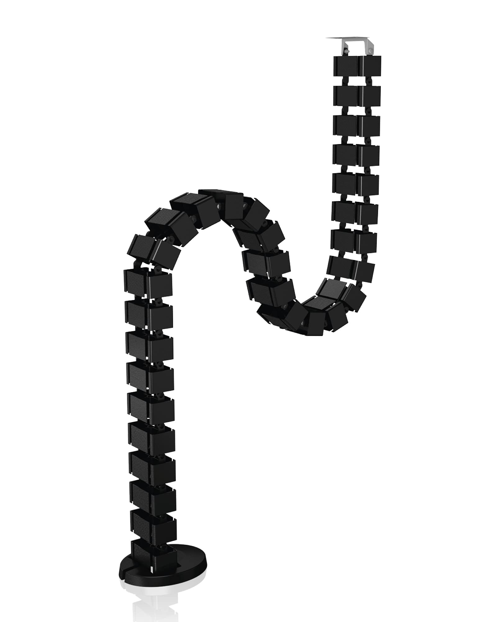 ICY BOX IB-MSA104-CM Cable Management, Flexible Swivel System up to 1.24 m Length, Modular, Screwable, Weighted Base, 4 Chambers, Plastic, Black