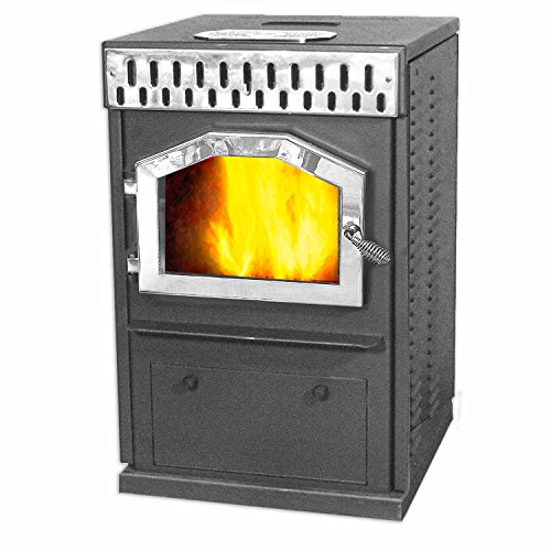 MagnuM Countryside in Classic Black with Nickel Accessories Wood Pellet Stove 32,000 BTU Hand-Built in USA