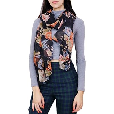 7 Seas Republic Women's Black Floral Oblong Scarf 7 Seas Republic Women's Black Floral Oblong Scarf