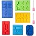 Xieda 6 Pieces Building Block Trays Tools Robot Silicone Trays Ice Cube Tray Candy Chocolate Trays with 2 Droppers for Kids Party Cake Decoration
