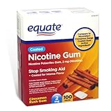 Equate - Nicotine Polacrilex Gum 2 mg, Coated, Cinnamon Rush Flavor, 100 Pieces