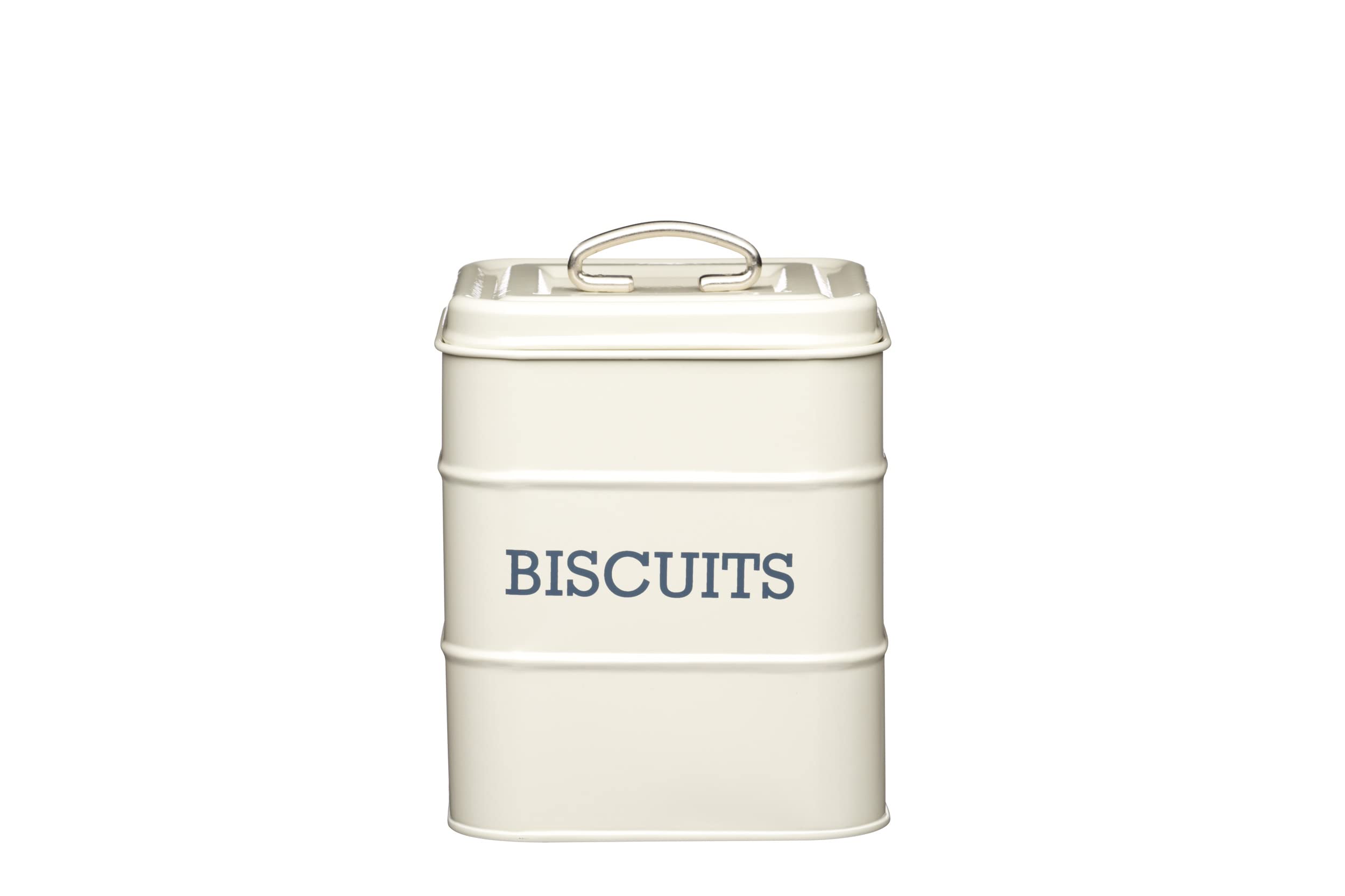 KitchenCraft Living Nostalgia Metal Biscuit Tin, Airtight, 14.5 x 19cm, Antique Cream