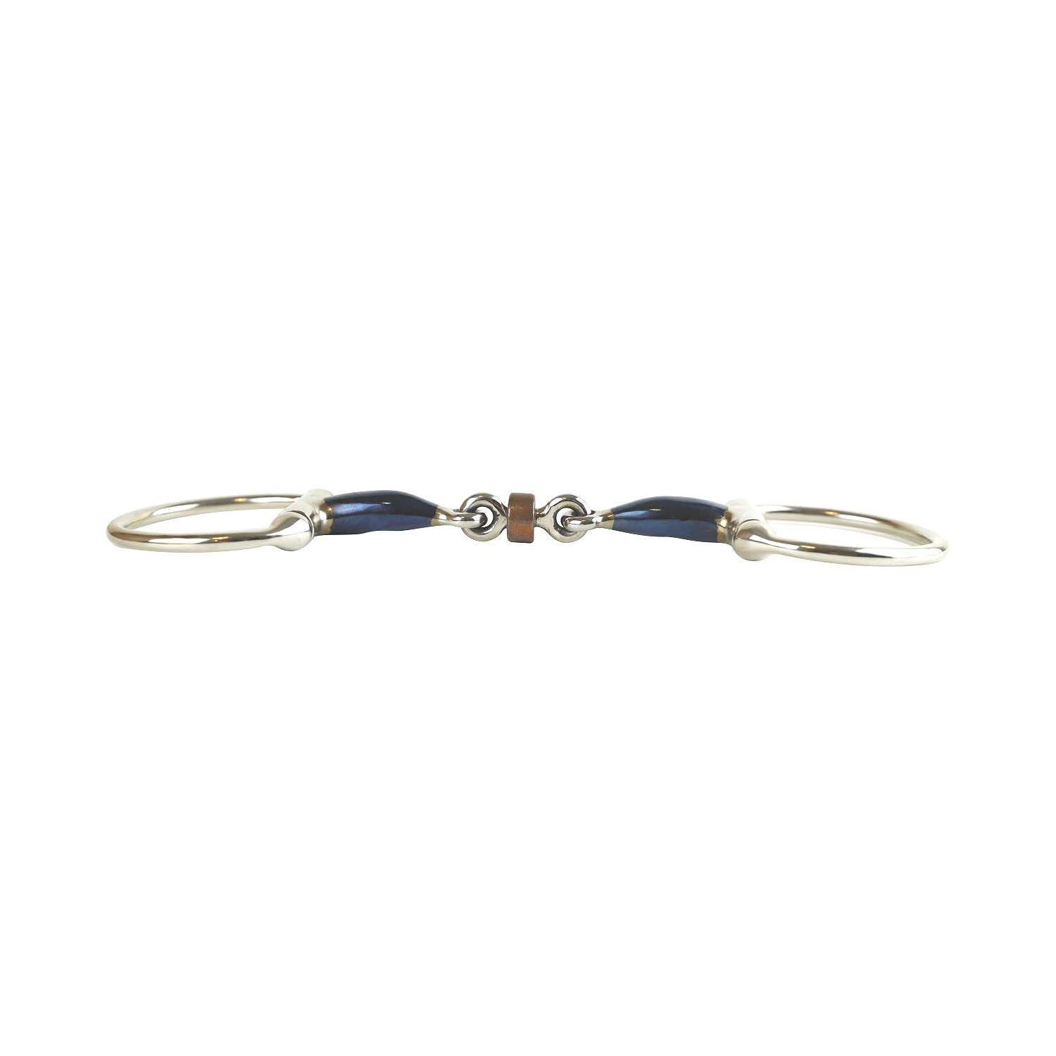 AK Sweat Iron Eggbut Double Jointed Lozenge with Cooper Roller Horse Riding Bits (5.50'', Blue-Silver) - Image 4