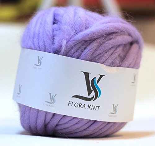 FloraKnit 8.8oz (0.55 lb) 100% Merino Wool (10mm)+ Circular needle 20mm Kit ;Super Chunky Yarn Bulky Roving Yarn Crocheting Felting,Making Rugs Blanket and Crafts Lavender 54 Yards