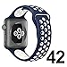 UMTELE Nike Series 2 Soft Silicone Replacement Sports Watch Strap with Ventilation Holes for Apple Watch, Medium/Large, Navy/White, 42mm